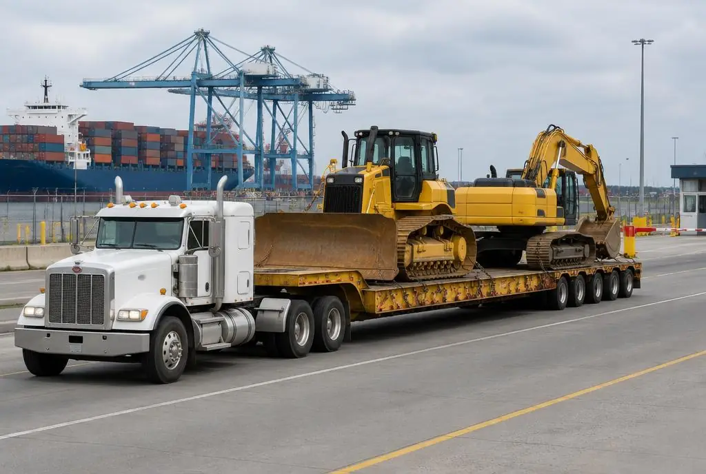 Maquinaria pesada en transporte de importación